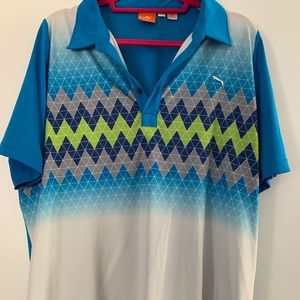 Puma golf polo, blue/white, men’s XL